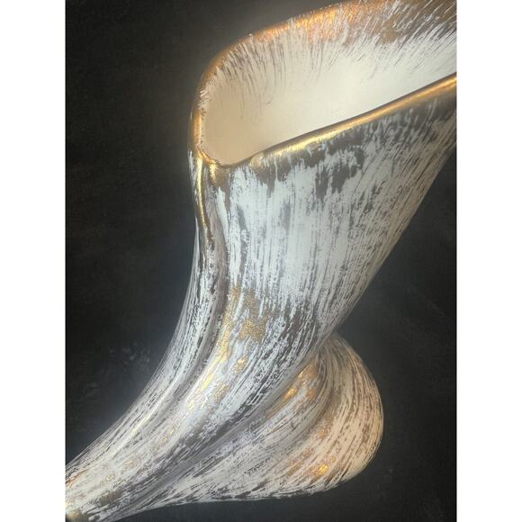 Set 2 Vintage MCM Haeger Tweed Calla Lily Candle Holder Vase 22K Gold Trim Pair - Picture 6 of 16